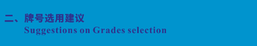 牌號選用建議 Suggestions on Grades selection